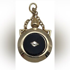 VINTAGE Silver Tone / Onyx Ladies Perfume Flask Pendant